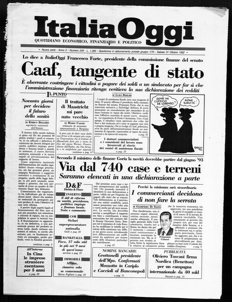 Italia oggi : quotidiano di economia finanza e politica